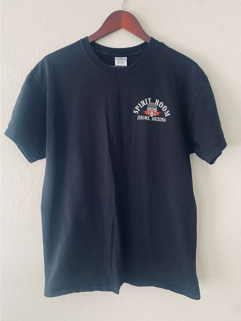Gildan Spirit Room Jerome Arizona Bar T Shirt Large Black Skull Biker Route 89A
